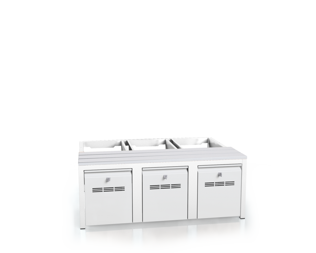 Vorbänk mit PVC latten - mit Schubladen für das Schuhwerk 375 x 1050 x 800